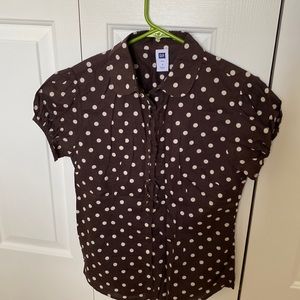 Gap Factory Polka Dot Blouse Button Down Shirt